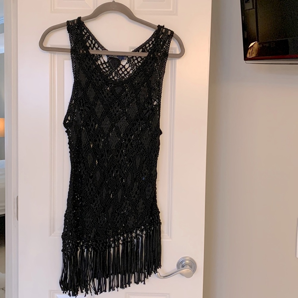 Polo Ralph Lauren black fringe tank